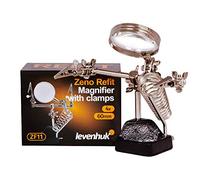 Levenhuk Zeno Refit ZF11 Hands-Free Magnifier for Soldering and Painting with 4X Magnifying Lens, Rotatable Alligator Clips and Stable Metal Stand
