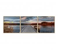 Lever de soleil au lac Triptyque - Peinture par numéros