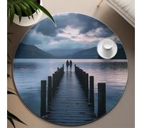 Lever du Soleil Paysage Tapis Ronds Noir & Blanc Photographie Style Romantique Couple Imprimer Fin Grand Tapis pour Chambre Salon Entrée 100cm