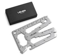 Lever Gear Toolcard Pro - Carte de crédit Multi-outils 40 en 1. Élégant Portefeuille minimaliste multi-outils en acier inoxydable - Argent