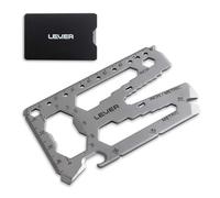 Lever Gear Toolcard Pro - Carte de crédit Multi-outils 40 en 1. Élégant Portefeuille minimaliste multi-outils en acier inoxydable - Argent
