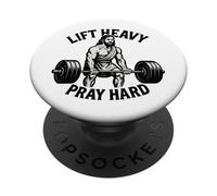 Lever Lourd, Prier Fort - Christian Workout PopSockets PopGrip Adhésif
