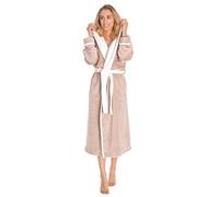 LEVERIE Longue robe de chambre polaire hiver femme, Mod. 1 beige/blanc, XXL