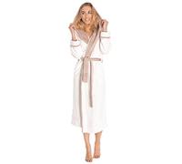 LEVERIE Longue robe de chambre polaire hiver femme, Mod. 1 blanc/beige, XXL