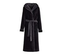 LEVERIE Longue robe de chambre polaire hiver femme, Mod. 1 noir/gris foncé, XXL