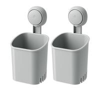 LEVERLOC Brosses à Dents Electrique 2 Pack, Supports de Brosse à Dents, Ventouse, sans Perçage, Rangement Amovible Étanche pour Brosse à Dent et Dentifrice, Gris