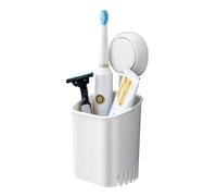 LEVERLOC Brosses à Dents Electrique, Supports de Brosse à Dents, Ventouse, sans Perçage, Rangement Amovible Étanche pour Brosse à Dent et Dentifrice, Blanc