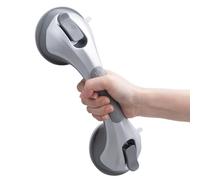 LEVERLOC Poignée Ventouse, 31 CM Douche Barre d'appui À Succion pour Baignoire, 110 KG Poignées de Sécurité pour Salle De Bain, Seniors, Personnes Âgées, Résistant, Barre de Maintien Amovible, Argent