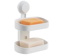 LEVERLOC Porte-Savon à ventouse Double Couche sans perçage et ventouse Amovible Porte-Savon Mural Puissant Capacité maximale 5 kg Support étanche pour Douche, Salle de Bain et Cuisine, Camping-Car