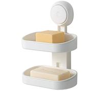 LEVERLOC Porte Savon à Ventouse Double, Support Savon sans Perçage Charge 3 KG, 1 Seconde Installation, Impérable & Réutilisable Support éponges pour Salle de Bain, Cuisine