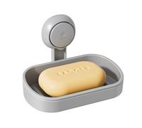 LEVERLOC Porte Savon à Ventouse sans Perçage, Porte-Savon Douche Charge 3 KG, 1s Installation, Rotation à 360°, Impérable & Réutilisable Support pour éponges pour Salle de Bain - Gris