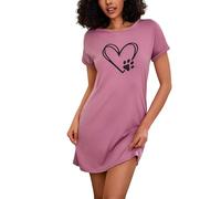 Leversic Chemise de Nuit Femme Coton Manches Courtes Grande Taille | Douce et Légère, Cette Chemise de Nuit Femme Grande Taille Offre Un Confort Agréable Pour Dormir et Se Détendre à la Maison