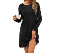Leversic Chemise de Nuit Femme Coton Manches Longues Cœur | Douce et Confortable, Cette Chemise de Nuit à Manches Longues Avec Motif Cœur Est Idéale Pour Dormir et Se Détendre