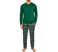 Leversic Pigiama Uomo Invernale Pigiama Lungo Cotone Uomo Pigiama da Uomo Scollo a V Pigiama Due Pezzi Pigiama Maniche Lunghe e Pantaloni a Quadri
