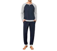 Leversic Pyjama Homme Hiver Coton 2 Pièces avec Poches | En Coton Doux et Confortable, Cet Ensemble 2 Pièces avec Poches Est Idéal Pour Dormir et Se Détendre à la Maison