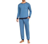 Leversic Pyjama Homme Hiver Coton 2 Pièces avec Poches | En Coton Doux et Confortable, Cet Ensemble 2 Pièces avec Poches Est Idéal Pour Dormir et Se Détendre à la Maison