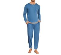 Leversic Pyjama Homme Hiver Coton 2 Pièces avec Poches | En Coton Doux et Confortable, Cet Ensemble 2 Pièces avec Poches Est Idéal Pour Dormir et Se Détendre à la Maison