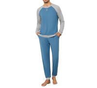 Leversic Pyjama Homme Hiver Coton 2 Pièces avec Poches | En Coton Doux et Confortable, Cet Ensemble 2 Pièces avec Poches Est Idéal Pour Dormir et Se Détendre à la Maison