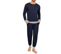 Leversic Pyjama Homme Hiver Coton 2 Pièces avec Poches | En Coton Doux et Confortable, Cet Ensemble 2 Pièces avec Poches Est Idéal Pour Dormir et Se Détendre à la Maison