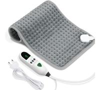 Levesolls Coussin Chauffant Électrique 60x30cm 9 Température 4 Minuterie | Chauffage Rapide, pour Dos Épaules Abdomen, Arrêt Automatique, Lavable en Machine, Gris Foncé