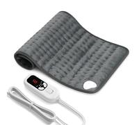 Levesolls Coussin Chauffant Électrique pour Dos Épaules Abdomen 6 Niveaux de Température 4 Réglages de Minuterie Chauffage Rapide Arrêt Automatique Lavable en Machine (Gris Foncé, 60 x 30cm)