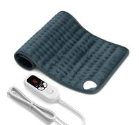Levesolls Coussin Chauffant Électrique pour Dos Épaules Abdomen 6 Niveaux de Température 4 Réglages de Minuterie Chauffage Rapide Arrêt Automatique Lavable en Machine (Bleu Gris, 60 x 30cm)