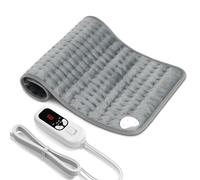 Levesolls Coussin Chauffant Électrique pour Dos Épaules Abdomen 6 Niveaux de Température 4 Réglages de Minuterie Chauffage Rapide Arrêt Automatique Lavable en Machine (Gris Clair, 60 x 30cm)