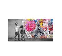 Levez le rideau L'AMOUR EST TOUT CE DONT NOUS AVONS BESOIN Peinture sur toile style graffiti, affiche d'art urbain, impression d'image pour la décoration du salon 60x130cm(24x52inch) Cadre interne