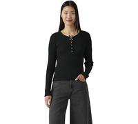 Levi’s Femme Haut Manches Longues Dry Goods Henley Waffle avec Stretch, Slim Fit, Noir (Anthracite Night), M