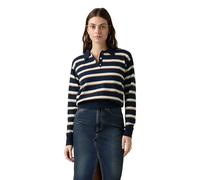 LEVI'S ® Pull-over 'Super Soft LS Polo' bleu marine / bleu clair / orange chiné / blanc, Taille L