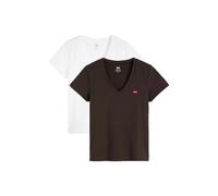 Levi's T-shirt Perfect manches courtes col V - Lot de 2 Marron/Blanc XS Femme