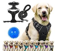 Leviam Harnais anti-traction pour chiens de taille moyenne et grande taille avec clip avant, sans traction, respirant avec bandes réfléchissantes, guide de sangle pectorale sécurisé pour chiens (D, M)