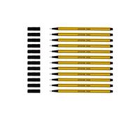 LEVIATAN Fineliner Stylo Feutre Pointe Fine - Lot de 12 Stylos - Stylo Feutres Adapté à l'usage Quotidien - Trait Super Fin, Largeur d'environ 0.4 mm, Noir