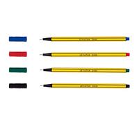 LEVIATAN Fineliner Stylo Feutre Pointe Fine - Lot de 4 Stylos - Stylo Feutres Adapté à l'usage Quotidien - Trait Super Fin, Largeur d'environ 0.4 mm, Multicolore