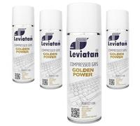 LEVIATAN GOLDEN POWER Nettoyant à Air Comprimé 4x400 ml - Dépoussiérant pour Électronique, Clavier, PC, Appareil Photo - avec Buse de Précision