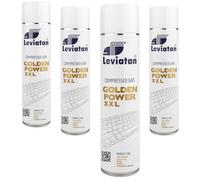 LEVIATAN GOLDEN POWER Nettoyant à Air Comprimé 4x600 ml - Dépoussiérant pour Électronique, Clavier, PC, Appareil Photo - avec Buse de Précision