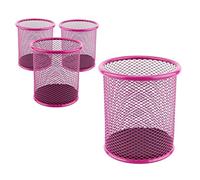 Leviatan Metal Pen Holder 24 Pieces Round Wire Metal Mesh Multifunctional Cup for Ballpoint Pen Diameter 91 mm Pink