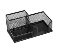 LEVIATAN | Organiseur de Bureau | Pot à Crayons en Métal | Étagère de Bureau Avec Porte-Notes en Maille | Organiseur de bureau multifonction en maille | 205 x 103 x 98 mm Noir