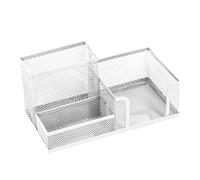 Leviatan Organiseur de bureau – Pot à crayons en métal avec porte-notes en maille couleur nacre