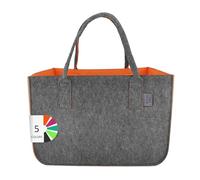 LEVIATAN Panier de courses pliable en feutre pour le bois de chauffage, les vêtements, les jouets Gris foncé/orange 30 l