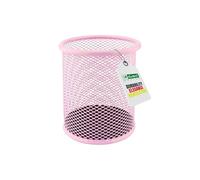 LEVIATAN Pot à Crayons en Métal - Porte-Stylo Rond Ø91 mm - Organiseur de Bureau et Maison - Filet Métallique avec Base Antidérapante - Rose Poudré