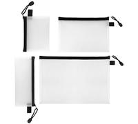 LEVIATAN Set de 4 Sacs Zippés A4, A5, A6 et 85 x 210 mm - Pochettes Zippées Transparentes, Pochettes avec Fermeture Éclair pour Documents