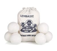 LEVIBASIC Lot de 6 balles Dryer Balls XL 7,6 cm Genuine Wool to Core, 100 % Organic Fabric Softener Alternative, Baby Safe & Chemical Free, Réduit les rides et les Shorten Drying Time by LEVIBASIC (6