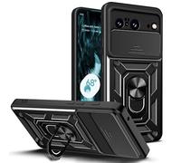 LeviDo Coque Compatible pour Google Pixel 8 Étui Coulissante Couverture Bague Support Rotatif Kickstand De Voiture Magnétique Antichoc Bumper Armor Housse Cover, Noir