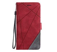 LeviDo Coque Compatible pour iPhone SE 2022/SE 3/SE 2020/iPhone 7/8 Étui Silicone PU Cuir Clapet a Rabat Support Drôle Couleur Motif Magnetique Portefeuille Kickstand Bumper Housse Cover, Rouge