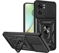 Levido Coque Compatible Pour Motorola Edge 40 Étui Coulissante Couverture Bague Support Rotatif Kickstand De Voiture Magnétique Antichoc Bumper Armor Housse Cover, Noir
