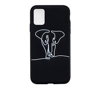 LeviDo Coque Compatible pour Oppo A16 4G Étui Silicone Ultra Fine Noir Case Drôle Motif One Piece Housse Mince Souple Bumper Antichoc Cover, l'éléphant
