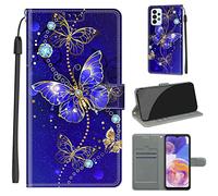 LeviDo Coque Compatible pour Samsung Galaxy A23 4G 5G Étui Silicone PU Cuir Magnetique Clapet a Rabat Support Motif Drôle Portefeuille Kickstand Bumper Housse Cover, Papillon 1