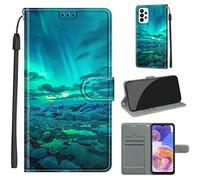 LeviDo Coque Compatible pour Samsung Galaxy A23 4G 5G Étui Silicone PU Cuir Magnetique Clapet a Rabat Support Motif Drôle Portefeuille Kickstand Bumper Housse Cover, Vert
