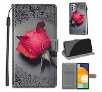 LeviDo Coque Compatible pour Samsung Galaxy A33 5G Étui Silicone PU Cuir Magnetique Clapet a Rabat Support Motif Drôle Portefeuille Kickstand Bumper Housse Cover, Rose